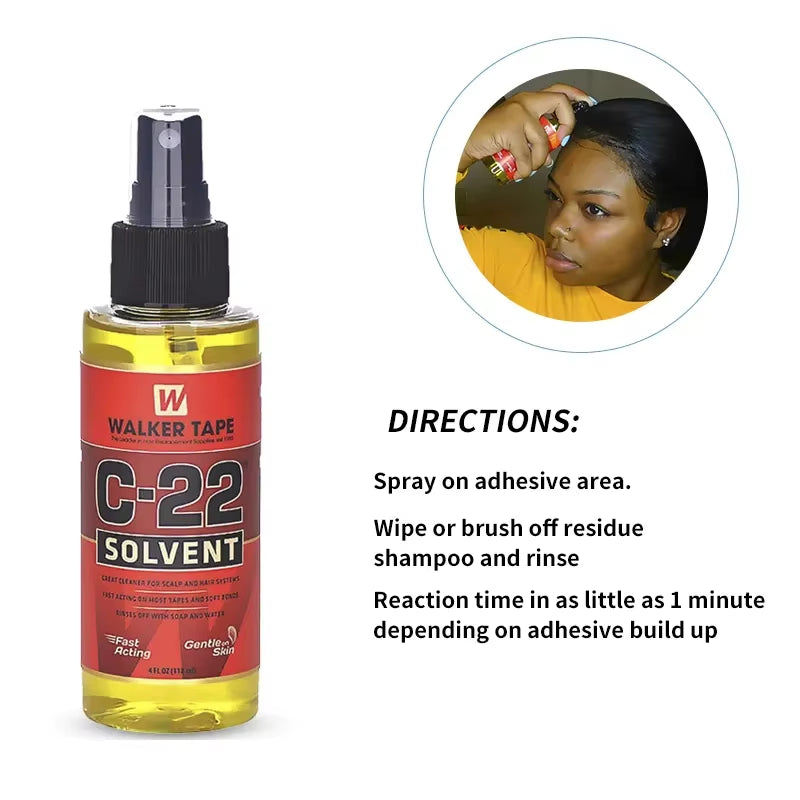 C-22 Adhesive Solvent Remover Spray for Lace Wigs Walker Tape Double Sided Adhesive Tape Extension Remover Spray 4OZ