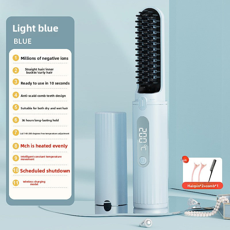 Cordless LCD Hair Straightening Comb with Negative Ion Technology