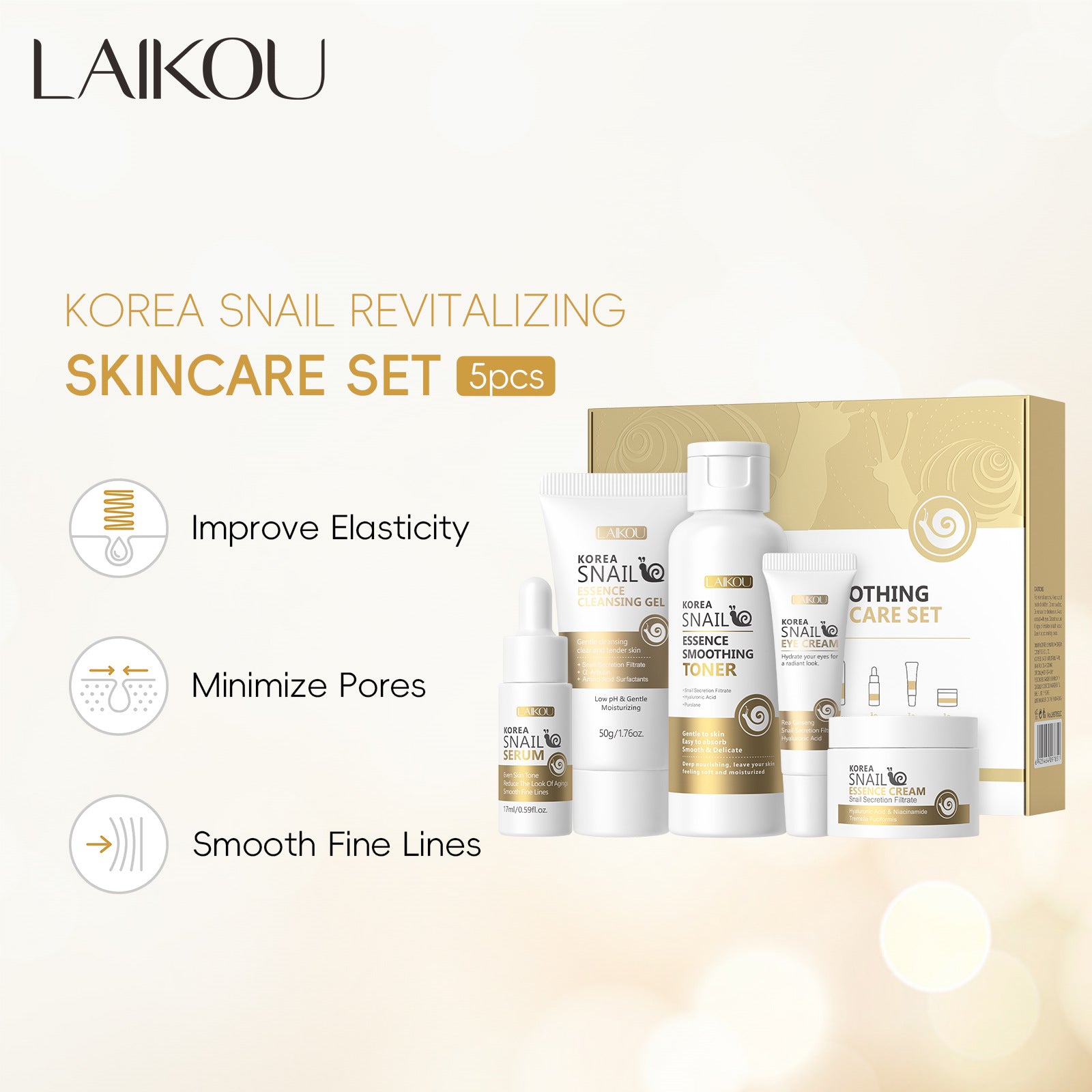 Snail Mucin Repair & Glow 5-Piece Skincare Set