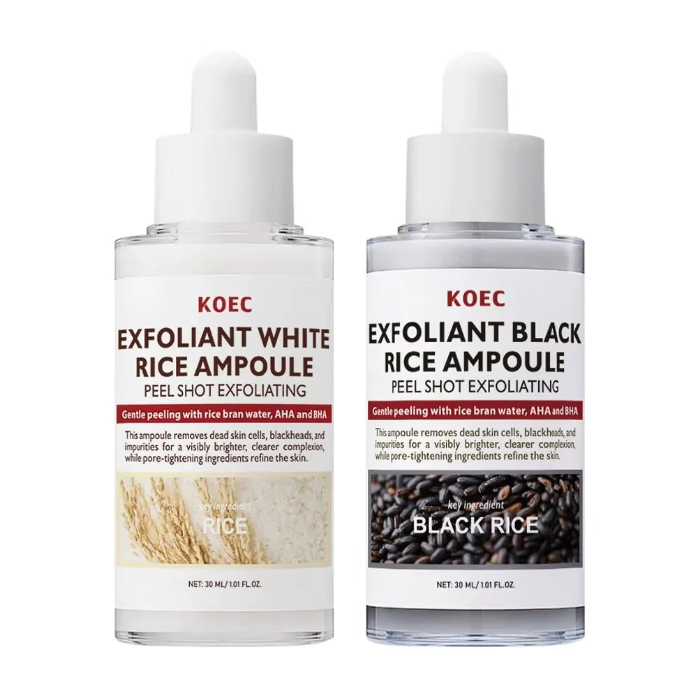 30Ml Korean White and Black Rice Exfoliating Hydrating Essence Brightening Remove Dead Skin Blackhead Soften Serum Skin Care