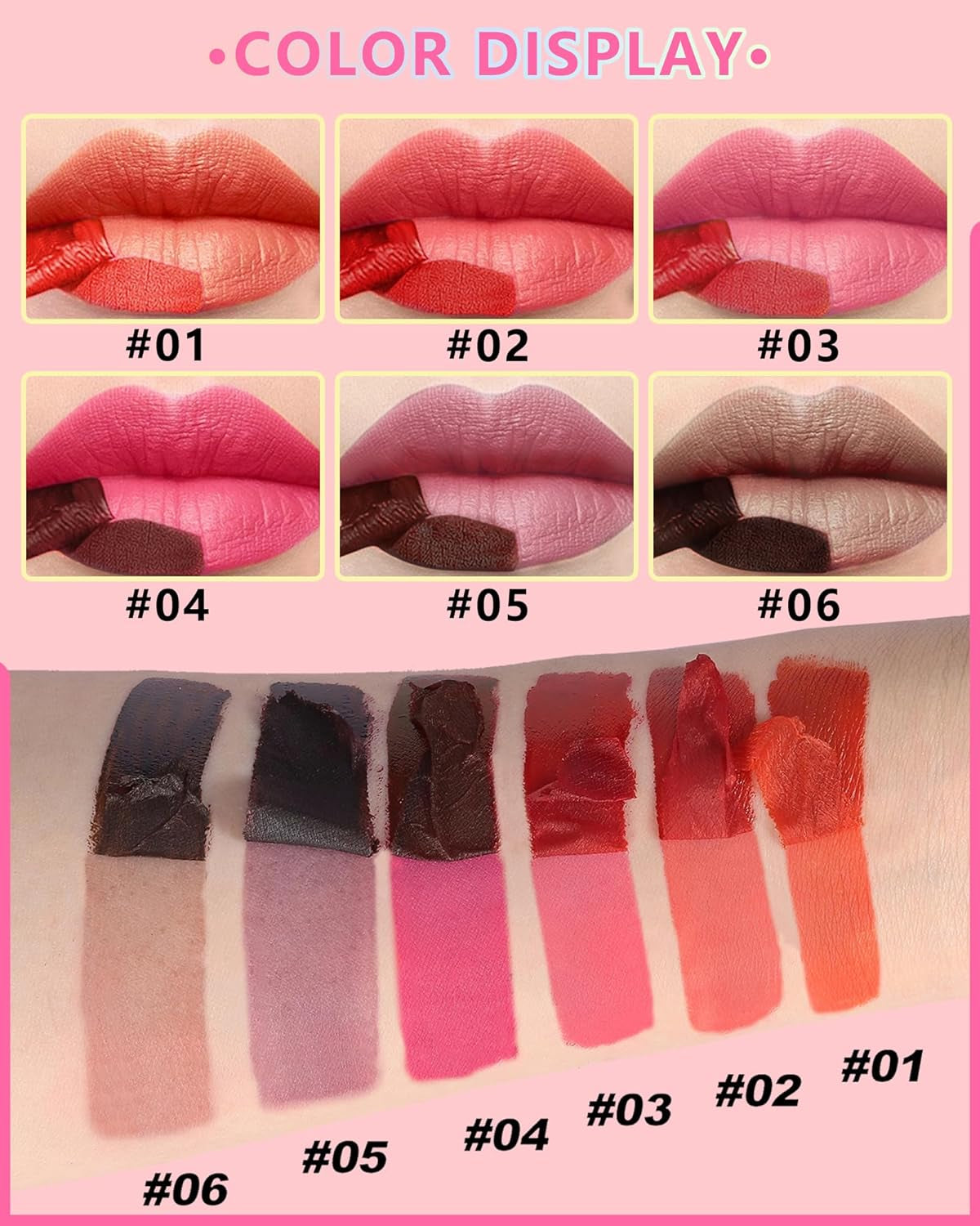 Peel off Lip Liner Stain Set, 2Pcs Waterproof Lip Tattoo Peel off Lip Tint Stain, Long Lasting Transfer-Proof Non Stick, Matte Finish High Pigmented Color Peel & Reveal Lips Gloss Makeup for Women-3,4