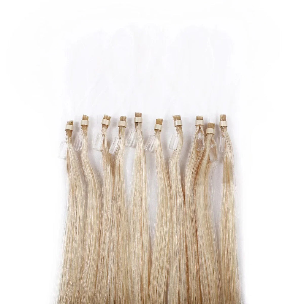 Blonde Micro Loop Ring 100% Remy Human Hair Extensions Thick Invisible Nano Beads Micro Link Hairpiece 50S 1G