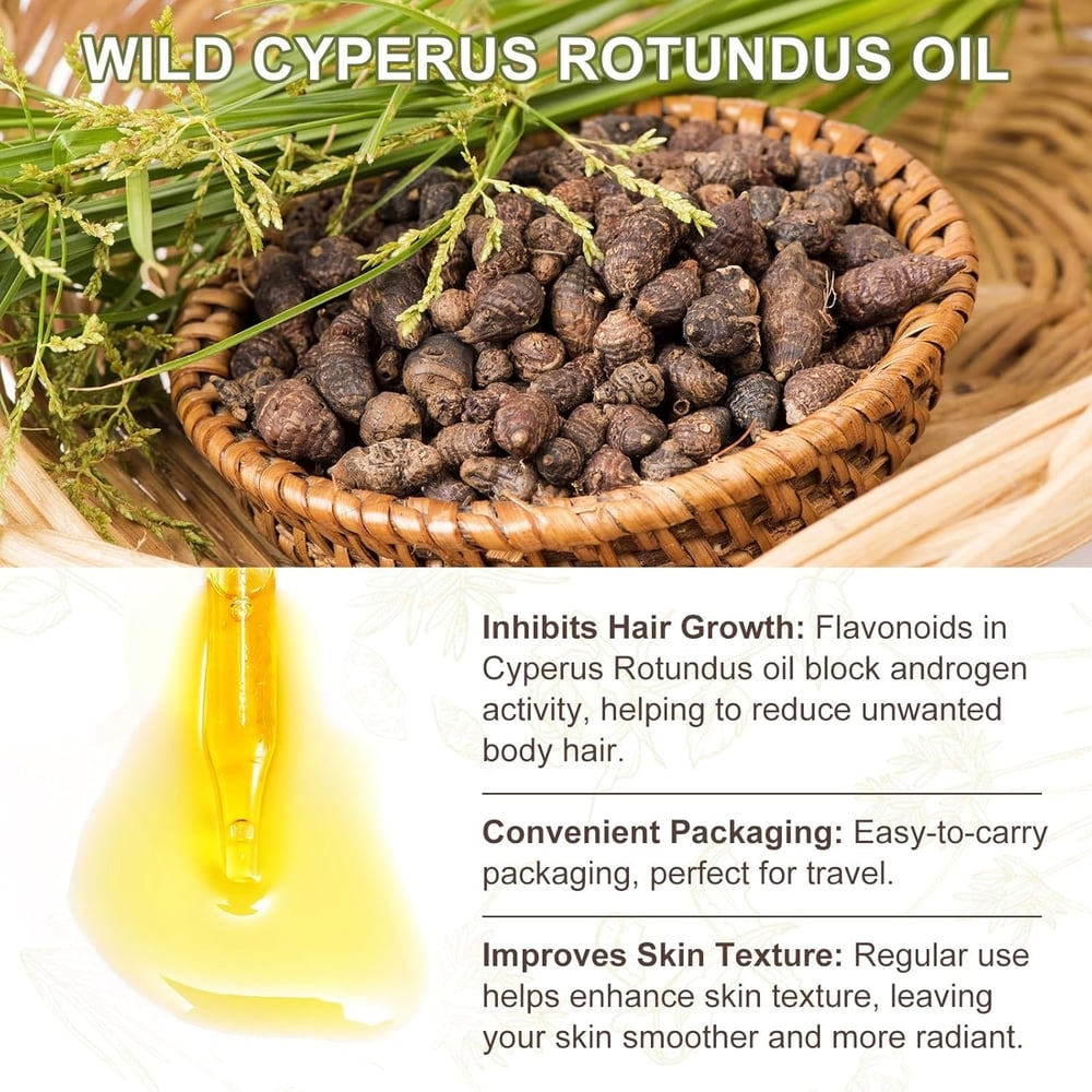 Cyperus Rotundus Hair Reduction Oil – Natural Moisturizing & Soothing Essence (60ml)