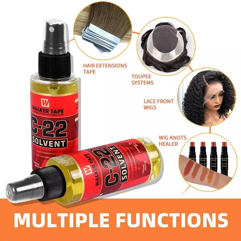 C-22 Adhesive Solvent Remover Spray for Lace Wigs Walker Tape Double Sided Adhesive Tape Extension Remover Spray 4OZ