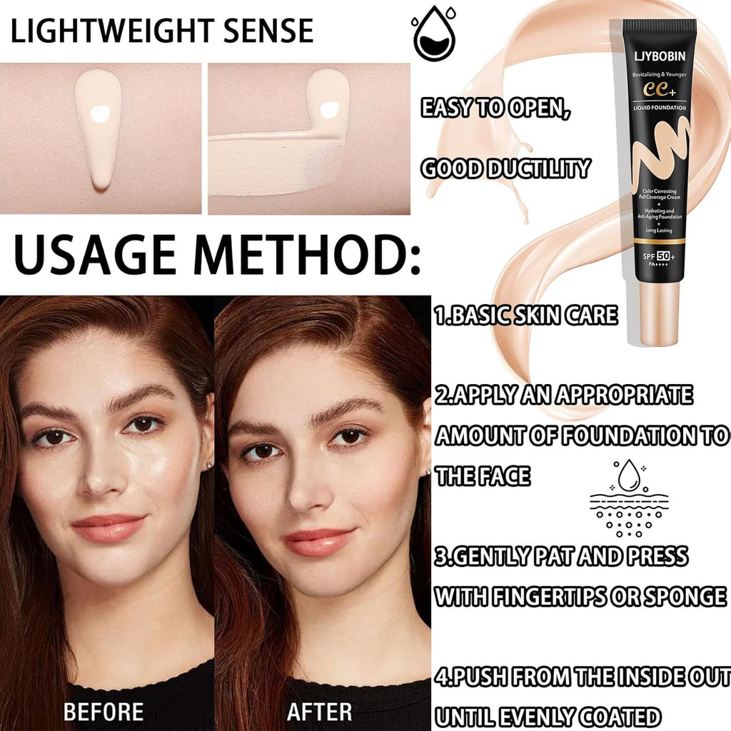 Hydrating CC Cream with SPF 50+ Pa++++ for Men & Women (Natural）