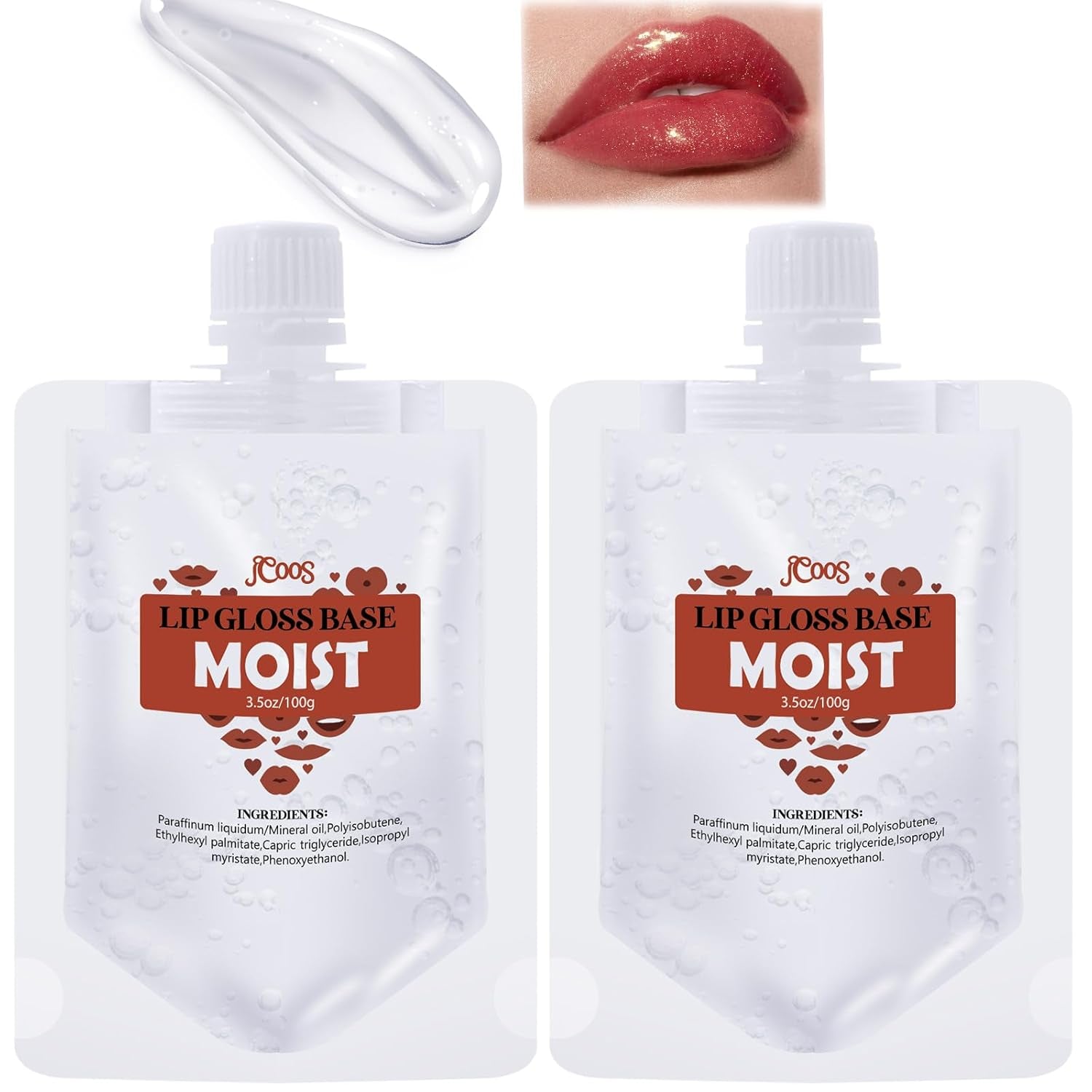 Lip Gloss Base 2PCS Moist Lipgloss Base (100G), Lip Gloss Base Clear, Moisturizing, Glossy, Non-Stick Lip Primer for Lipstick Lip Oil, Lip Gloss Making Supplies DIY Beginner Lip Gloss Making Kit