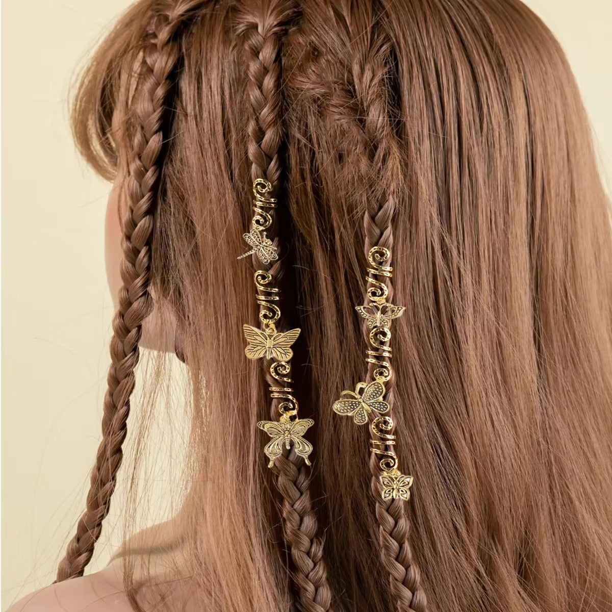 6Pcs/Set Gold Hair Ring Dreadlock Beads for Braid Hair Beads for Dreadlocks Adjustable Hair Braid Cuff Clips Styling Accessories