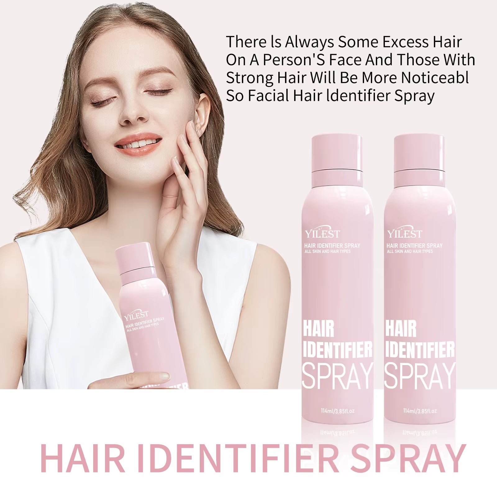 Professional Hair Identifier Spray for Facial Use - Makes Fine Hair Visible, Pre-Shave Preparation, All Skin Types, 114G