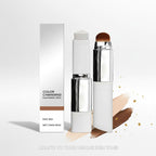 Color-Changing Foundation Stick with brush for dark skin, adapts to unique skin tone for a flawless finish.